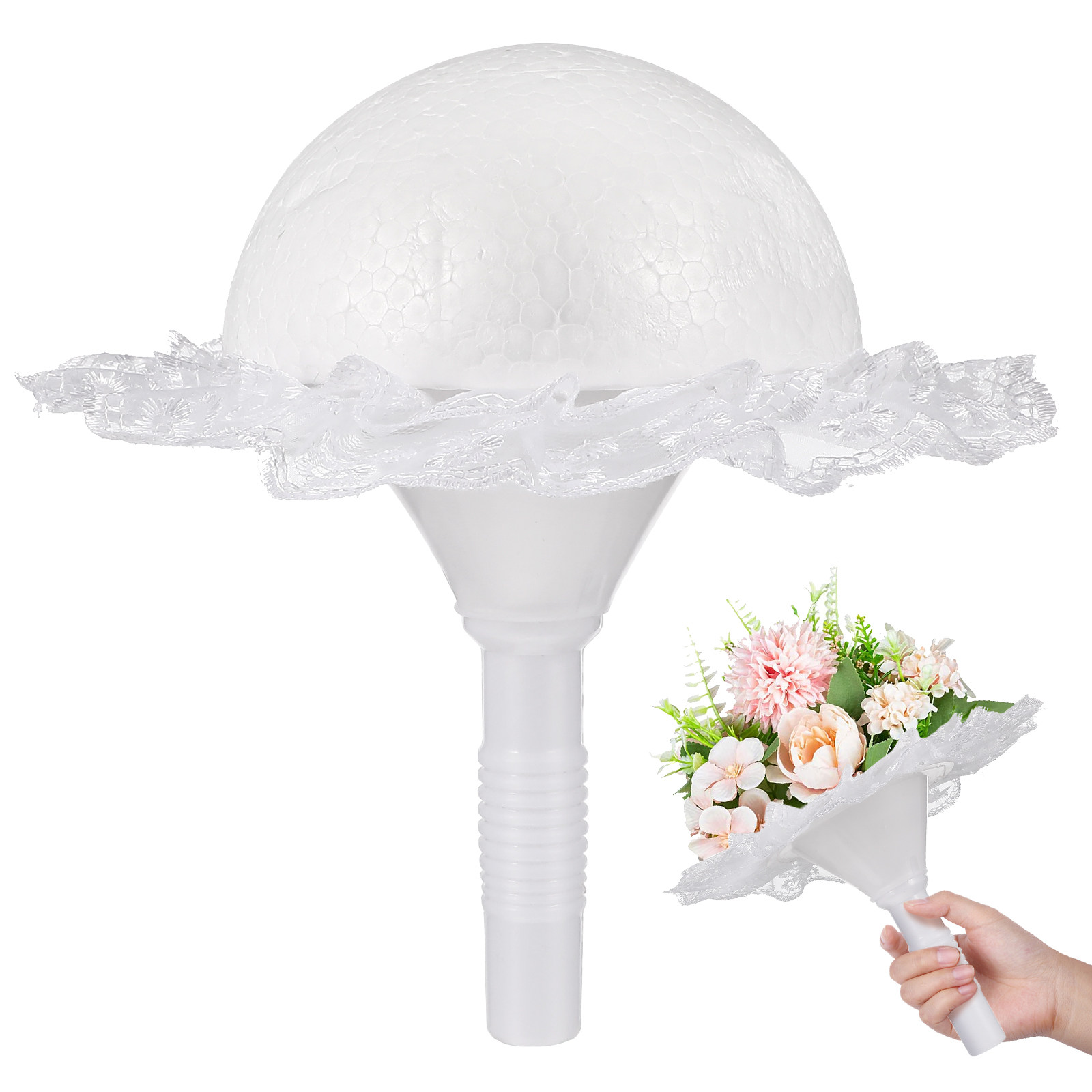1Set Lace-Trimmed Foam Bouquet - Bouquet Holder Foam บทวิจารณ์และราคา